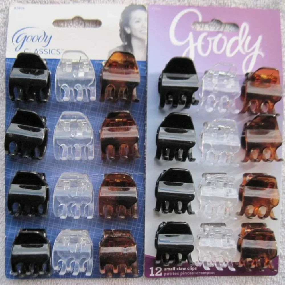 12 Goody Classics Darla Small Claw Clips Hair Jaw Plastic Black Tort Brown Clear